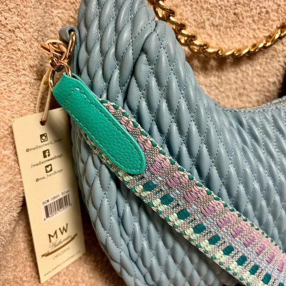 Madison West blue quilted bag. - Picture 3 of 6